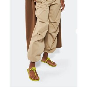 Tory Burch Mini Miller Jelly Thong Sandals Yellow Logo Flat Flip Flops Womens 7